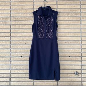 Ark & Co. No Sleeves Navy Dress W/Lace Detail